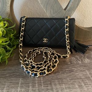 Chanel Quilted Lambskin Wallet on Chain WOC Style Crossbody Matelasse Gold Tone